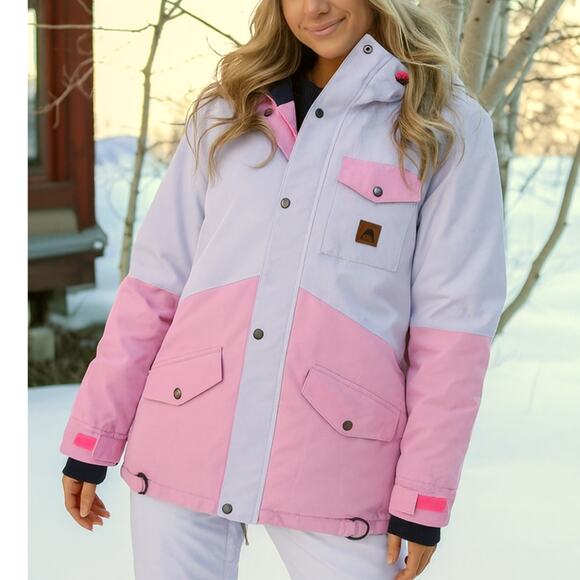 OOSC 1080 Ski & Snowboard Jacket Pastel Pink & Lilac, Size M, Recyled Polyester - Picture 1 of 9